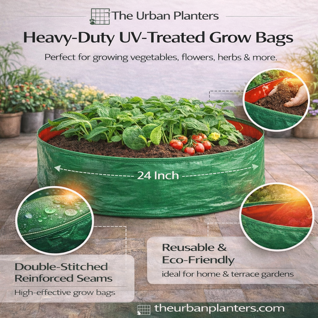 24” * 6" Extra-Large Heavy-Duty Round Grow Bags – Pack of 4 - The Urban Planters