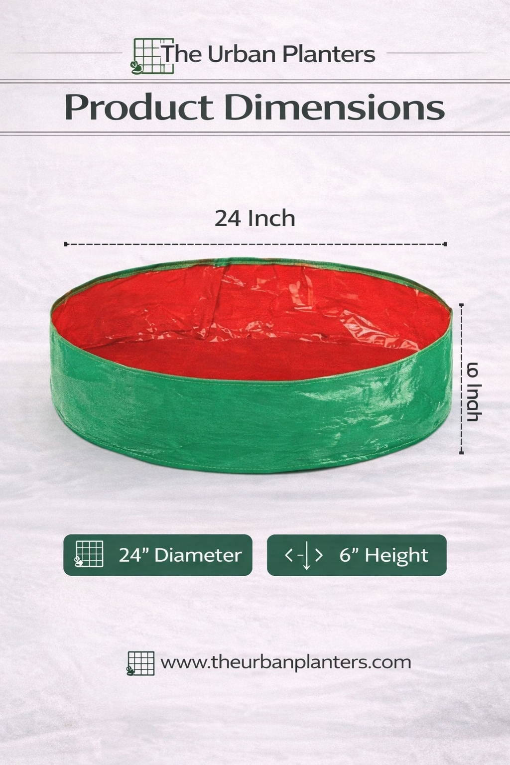 24” * 6" Extra-Large Heavy-Duty Round Grow Bags – Pack of 4 - The Urban Planters