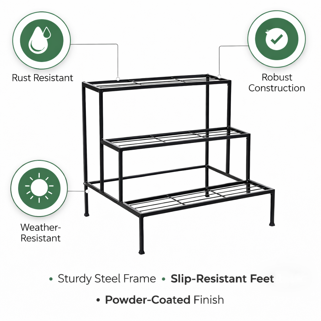 Three- Tier Metal Plant Stand - The Urban Planters