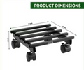 Metal Plant Pot Stand with Wheels flower pot wheel stand (Set of 4) - Black